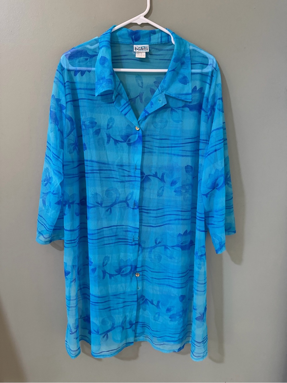 Sunbird swimwear vintage Sunbird Swimwear sheer beach cover-up shirt 2XL